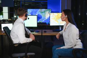 Dispatching support centers for freight transportation. Logistics and navigation of cargo delivery photo