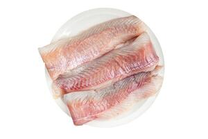 fillet raw white fish cod or halibut fresh meal food snack on the table copy space food background rustic top view photo