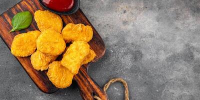 chicken nuggets deep fried meat meal food snack on the table copy space food background rustic top photo