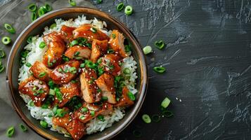 Asian style stir fry dish with tender duck meat photo