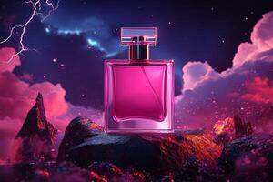 Vibrant pink perfume bottle set photo