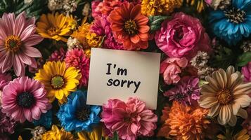 Colored bouquet of meadow flowers with message photo