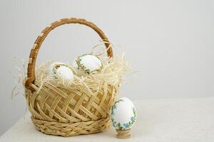 Embroidery on eggshells Collection of colourful hand painted decorated easter eggs on white background cutout file. Pattern and floral set. Many different design. Mockup template for artwork design photo
