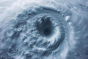 Top view of the formation of the anticyclone. Hurricane or tornado funnel. Generated by artificial intelligence photo