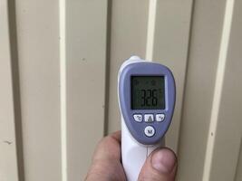 Measuring temperature with a non-contact thermometer photo