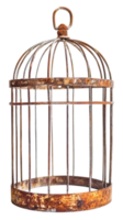 Rusty vintage birdcage with open design, cut out - stock . png