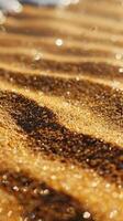 Sand texture. Sandy beach for background. Top view. Generated by artificial intelligence photo