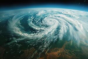 Top view of the formation of the anticyclone. Hurricane or tornado funnel. Generated by artificial intelligence photo