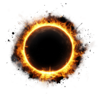 Stunning solar eclipse with fiery corona effect, cut out - stock . png