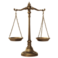 Antique brass scale symbolizing justice and balance in a timeless design png