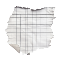 Torn grid paper with visible texture and edges lying flat png