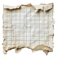 Torn vintage paper with grid pattern for artistic projects or note-taking png