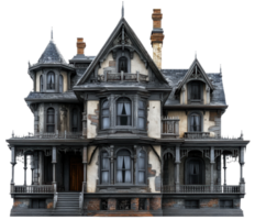 House with detailed architecture at dusk, cut out - stock . png