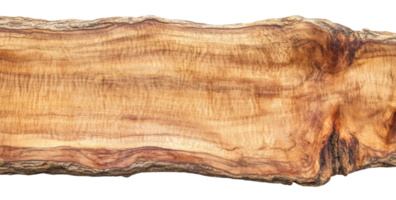 Wooden slab with natural grain patterns on display, cut out - stock . png