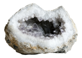 Crystal geode with quartz formations, cut out - stock . png