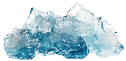 Ice chunks reflecting light in a bright setting, cut out - stock . png