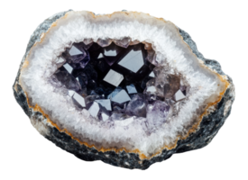 Amethyst geode crystal cluster, cut out - stock . png