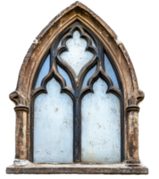 Gothic arched window with detailed tracery, cut out - stock . png