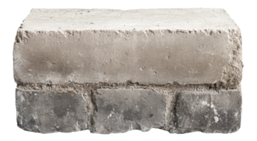 Concrete block with rough surface suitable for construction or landscaping in a neutral color, cut out - stock . png