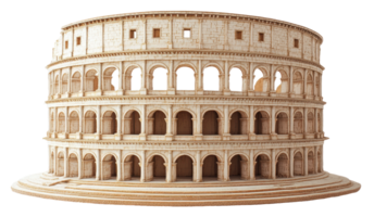 Detailed model of the Colosseum highlighting its iconic architecture and ancient Roman design, cut out - stock . png