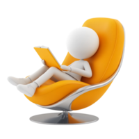 3D Character Sitting AI-Generative png