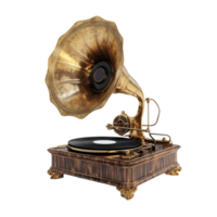 An Old Gramophone on Transparent Background AI-Generative png