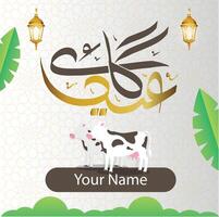 Cow Eid Calligraphy Post for you vector