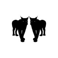 Pair of the Caracal Cat Silhouette, flat style, can use for Art Illustration, Logo Gram, Pictogram, Website or Graphic Design Element vector