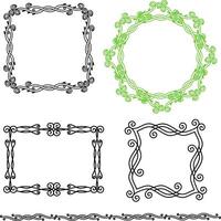 Elegant Thin Vintage Floral Ornament Frame Set. illustration the pattern for the frames was invented by the author and is not a repeatable original. The ornament uses parts of natural elements vector