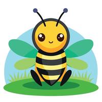 Field Cuckoo Bumblebee bee sits kawaii vector