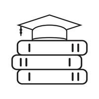 stack of books with graduation cap, icon vector