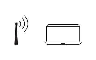 wireless network antenna with laptop, icon vector
