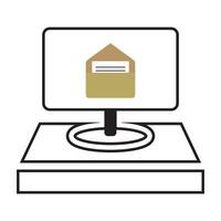 mailbox with mail on computer screen vector