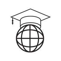 globe with graduation cap, icon vector