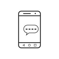 mobile phone with a speech bubble in it, icon vector