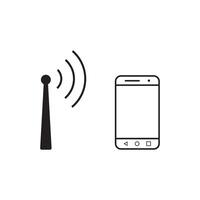 mobile phone with internet signal provider tower vector