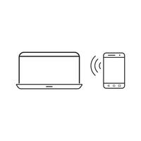 communication between phone and laptop, icon vector