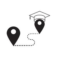 routes with map pointer, icon vector
