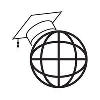 globe with graduation cap, icon vector