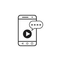 mobile phone with play button and comment, icon vector