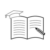 notebook and pencil with graduation cap, icon vector