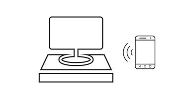 phone sending signal to computer, icon vector
