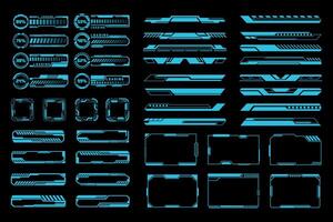 Blue Neon Sci Fi Hud Frames Elements. Futuristic Design Ui Templates Simple Layout Game Screen Interface vector