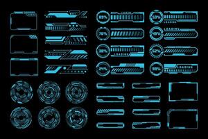 Cyberpunk Futuristic HUD Interface Elements Set. Blue Neon Sci Fi Design Ui Templates Simple Layout vector