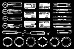 Futuristic Prototype and Loading Bar Interface Design Elements Hud Ui Templates Simple Layout Set vector