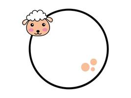 Sheep Animal Head Circle Frame Background vector