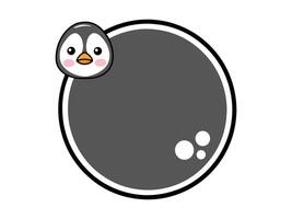 Penguin Animal Head Circle Frame Background vector