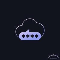 password access to a cloud icon with gradient vector