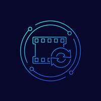 converter, movie compression icon in linear design vector