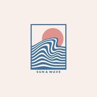 Abstract wave and sun minimalist style design vector